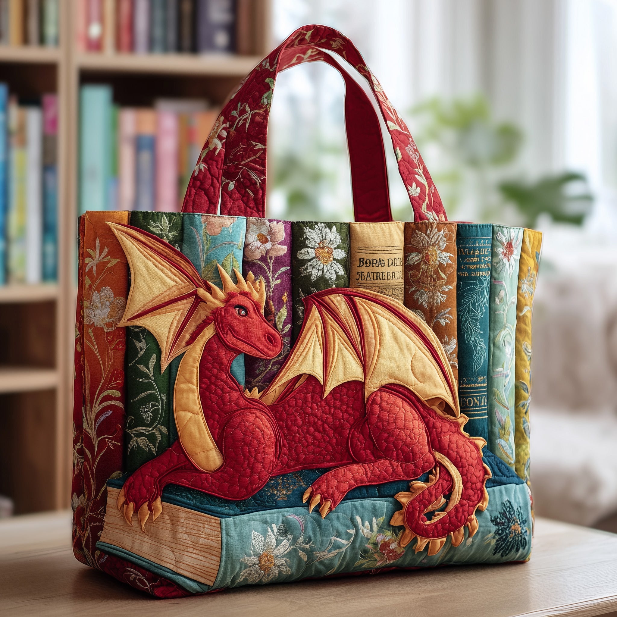 Bookish Quilted Tote Bag-tidenox