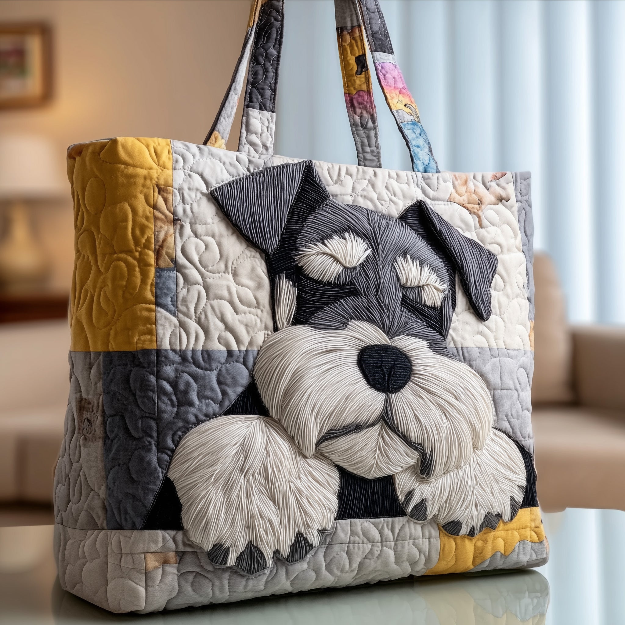 Sleepy Schnauzer Quilted Tote Bag GFTOTP9866-tidenox
