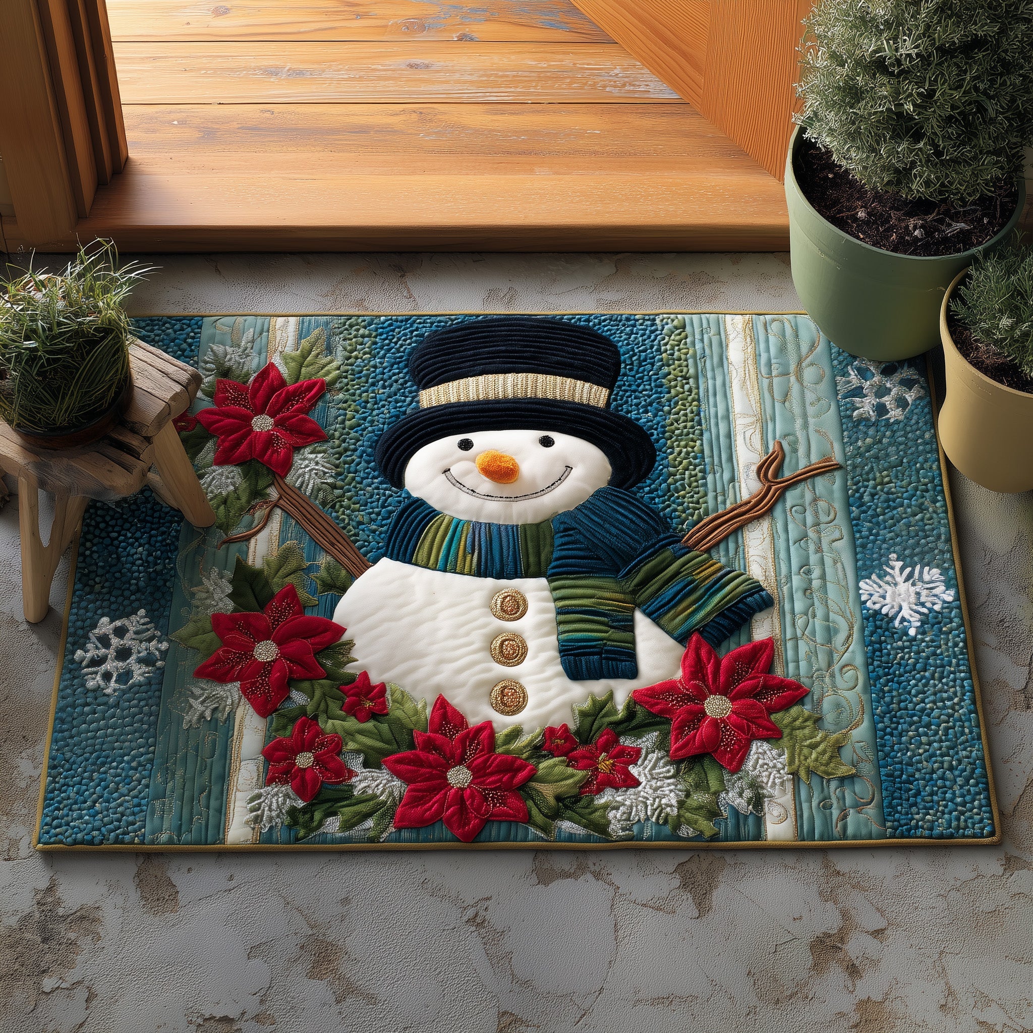 Poinsettia Snowman Doormat GFTOYC756-tidenox
