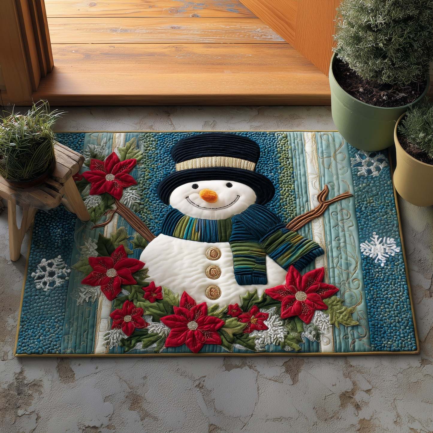 Poinsettia Snowman Doormat GFTOYC756-tidenox