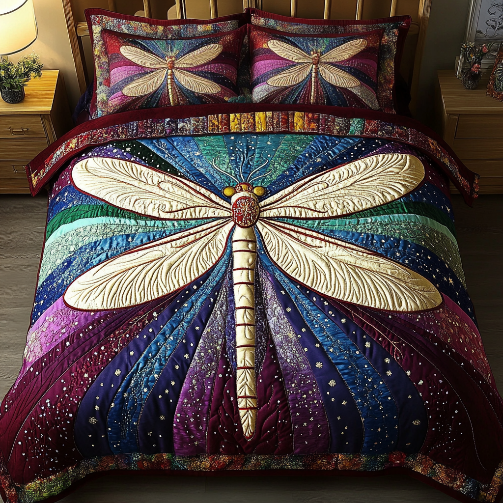 Dragonfly 3-Piece Quilted Bedding Set NCU0VT96