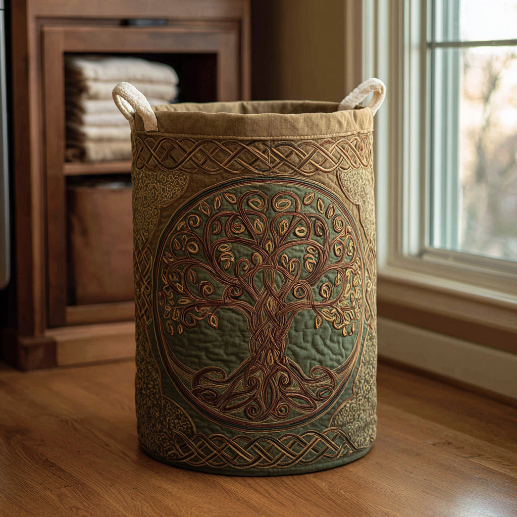 Tree of Life Quilted Laundry Basket NCU0QN023