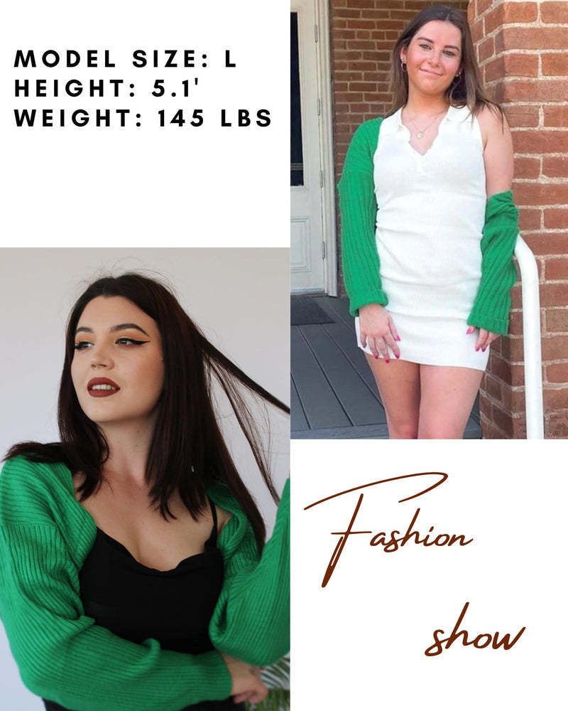 Zeagoo Women's 2023 Fall Winter Cardigan Sweater Long Sleeve Open Front Shrug Drop Shoulder Ribbed Knit Bolero Crop Top-tidenox