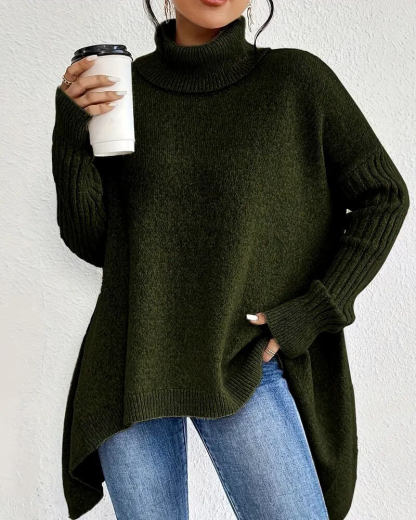 Elegant Asymmetric High Neck Sweater