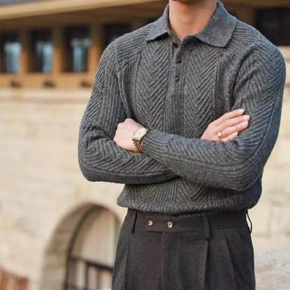 Warm Refined Men's Polo Sweater - Relaxed Cut, Knit, Winter-tidenox