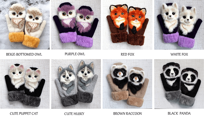 Hand-knitted Animal Mittens-tidenox