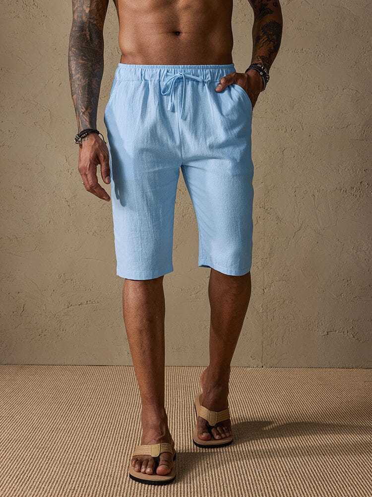 Casual Cotton Drawstring Shorts-tidenox