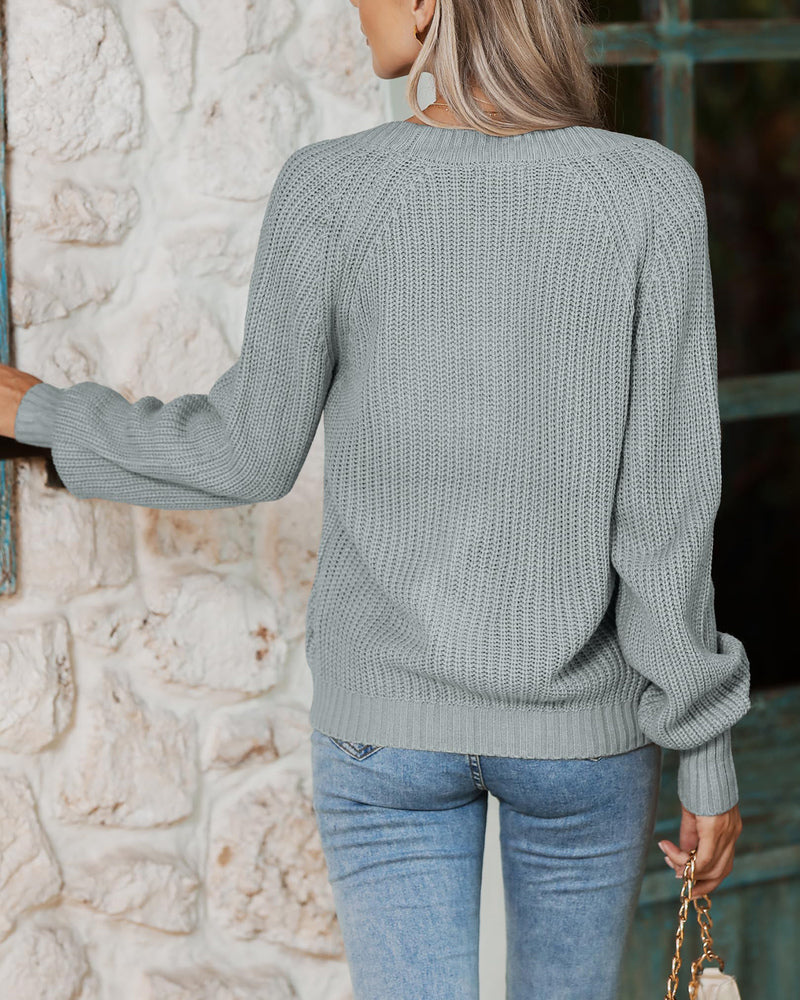 Zeagoo Women's 2023 Fall Chunky Knit Cardigans Open Front Long Sleeve V Neck Button Loose Cardigan Sweaters-tidenox