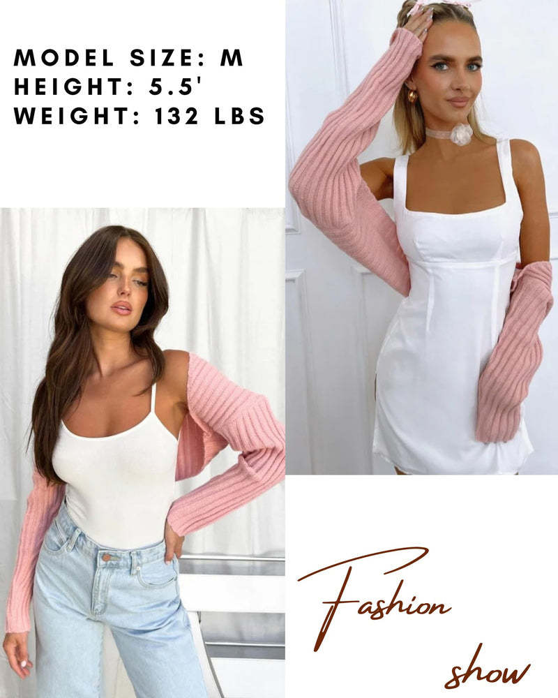 Zeagoo Women's 2023 Fall Winter Cardigan Sweater Long Sleeve Open Front Shrug Drop Shoulder Ribbed Knit Bolero Crop Top-tidenox