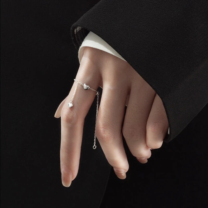 Adjustable Heart Tassel Ring – Whimsical & Romantic-tidenox