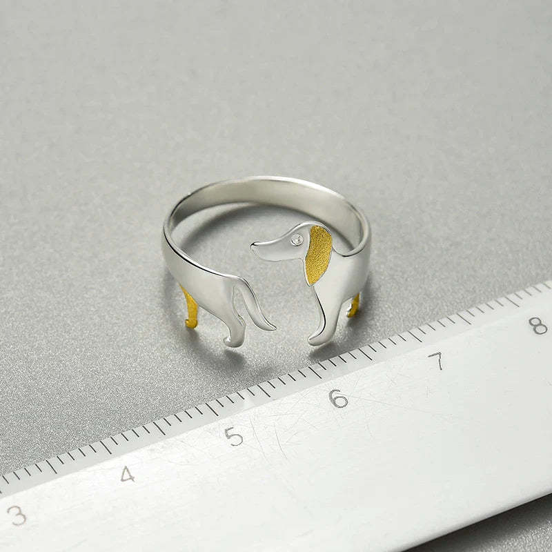 Charming Adjustable Silver Dachshund Ring – Full of Personality-tidenox