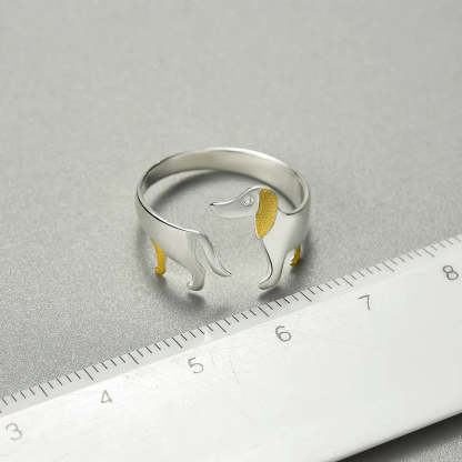 Charming Adjustable Silver Dachshund Ring – Full of Personality-tidenox
