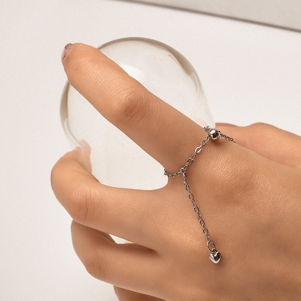 Adjustable Heart Tassel Ring – Whimsical & Romantic-tidenox