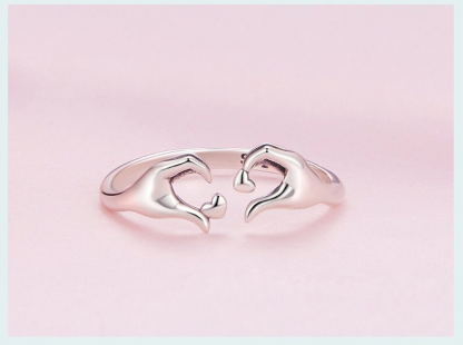 925 Sterling Silver Embracing Love Couple Ring-tidenox