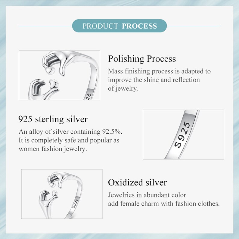 925 Sterling Silver Embracing Love Couple Ring-tidenox