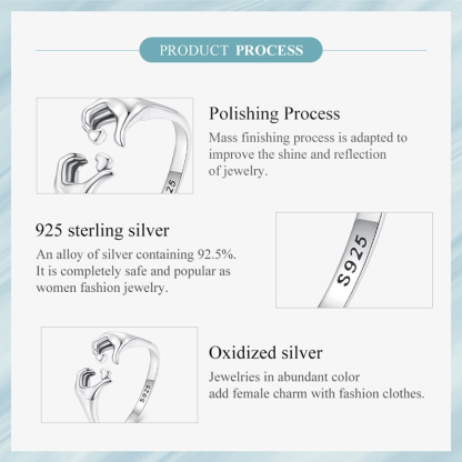 925 Sterling Silver Embracing Love Couple Ring-tidenox