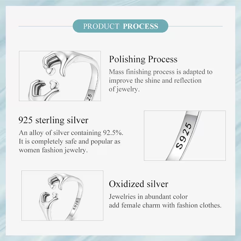 925 Sterling Silver Embracing Love Couple Ring-tidenox