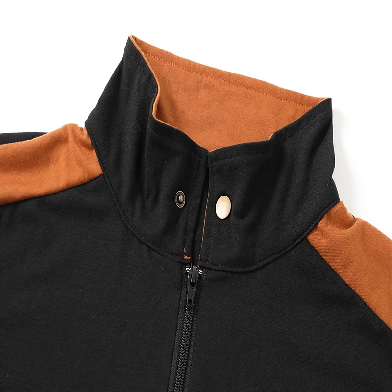 Men's Zip Half Shirt Tee Top Long Sleeve Shirt Fashion Designer Basic-tidenox