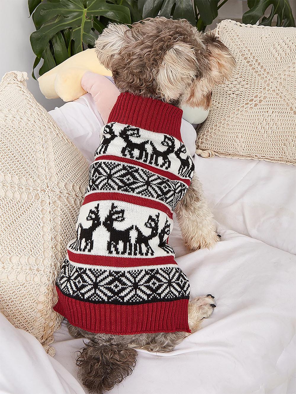 Moose Snowflake Pattern High Neck Pet Sweater | NCS-tidenox