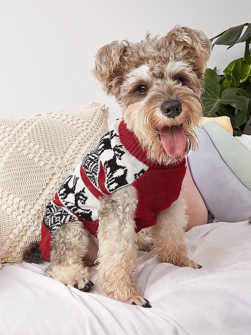 Moose Snowflake Pattern High Neck Pet Sweater | NCS-tidenox