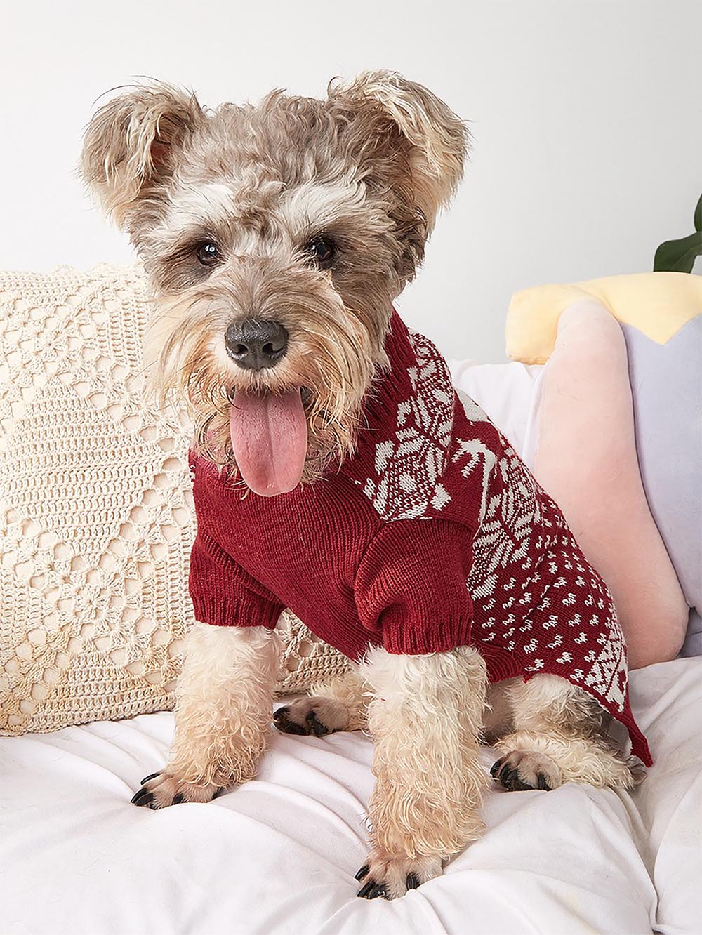 Moose Snowflake Pattern High Neck Pet Sweater | NCS-tidenox