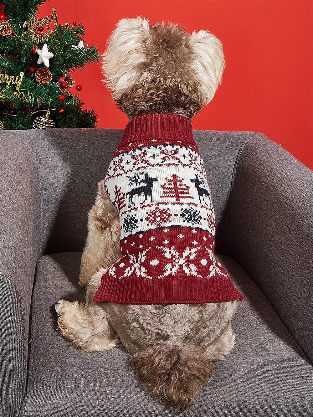 Moose Snowflake Pattern High Neck Pet Sweater | NCS-tidenox