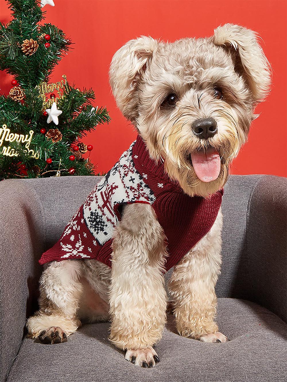 Moose Snowflake Pattern High Neck Pet Sweater | NCS-tidenox
