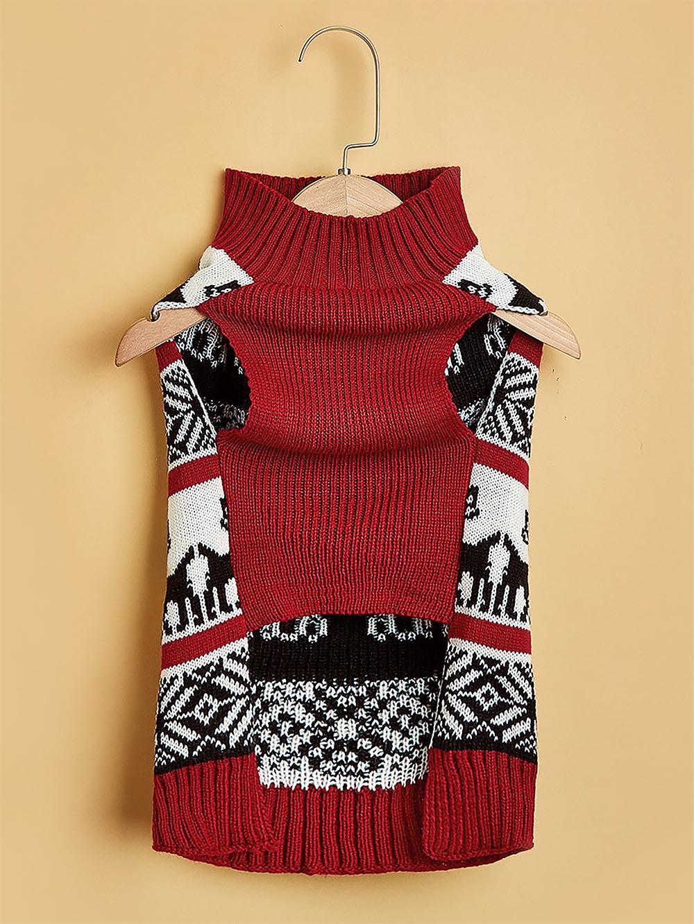 Moose Snowflake Pattern High Neck Pet Sweater | NCS-tidenox