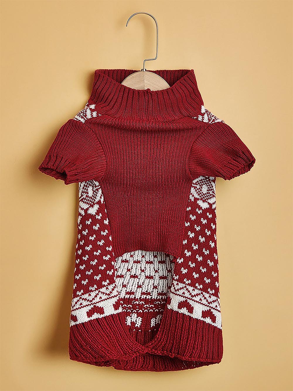 Moose Snowflake Pattern High Neck Pet Sweater | NCS-tidenox