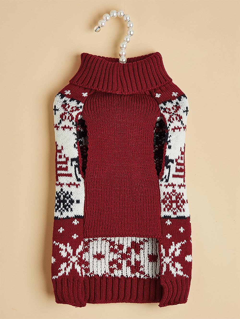 Moose Snowflake Pattern High Neck Pet Sweater | NCS-tidenox