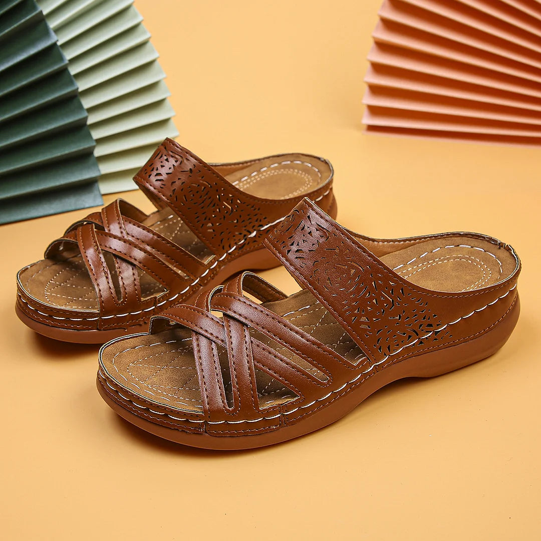 Summer new bone orthopedic arch support leather sandals-tidenox