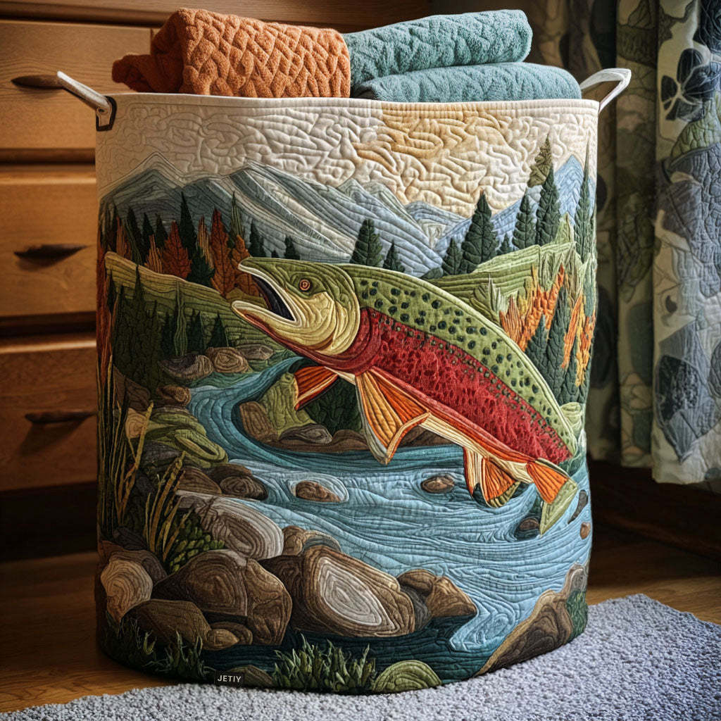 Mountain Stream Serenity Quilted Laundry Basket NCU0PTT1733