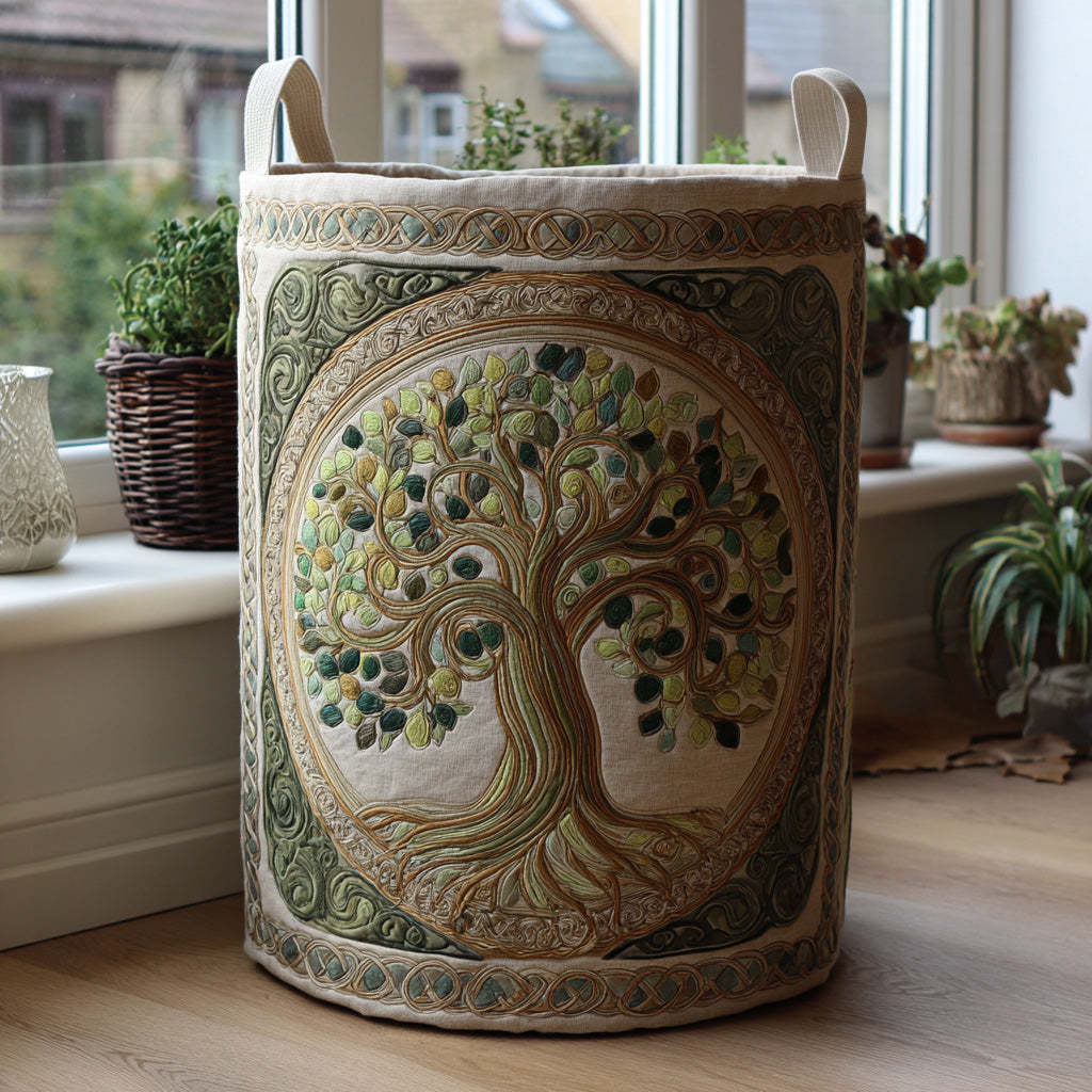 Tree of Life Quilted Laundry Basket NCU0QN023