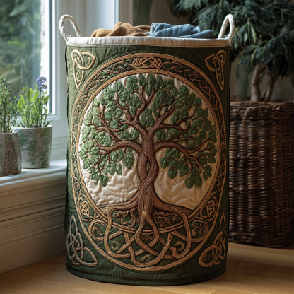 Tree of Life Quilted Laundry Basket NCU0QN057