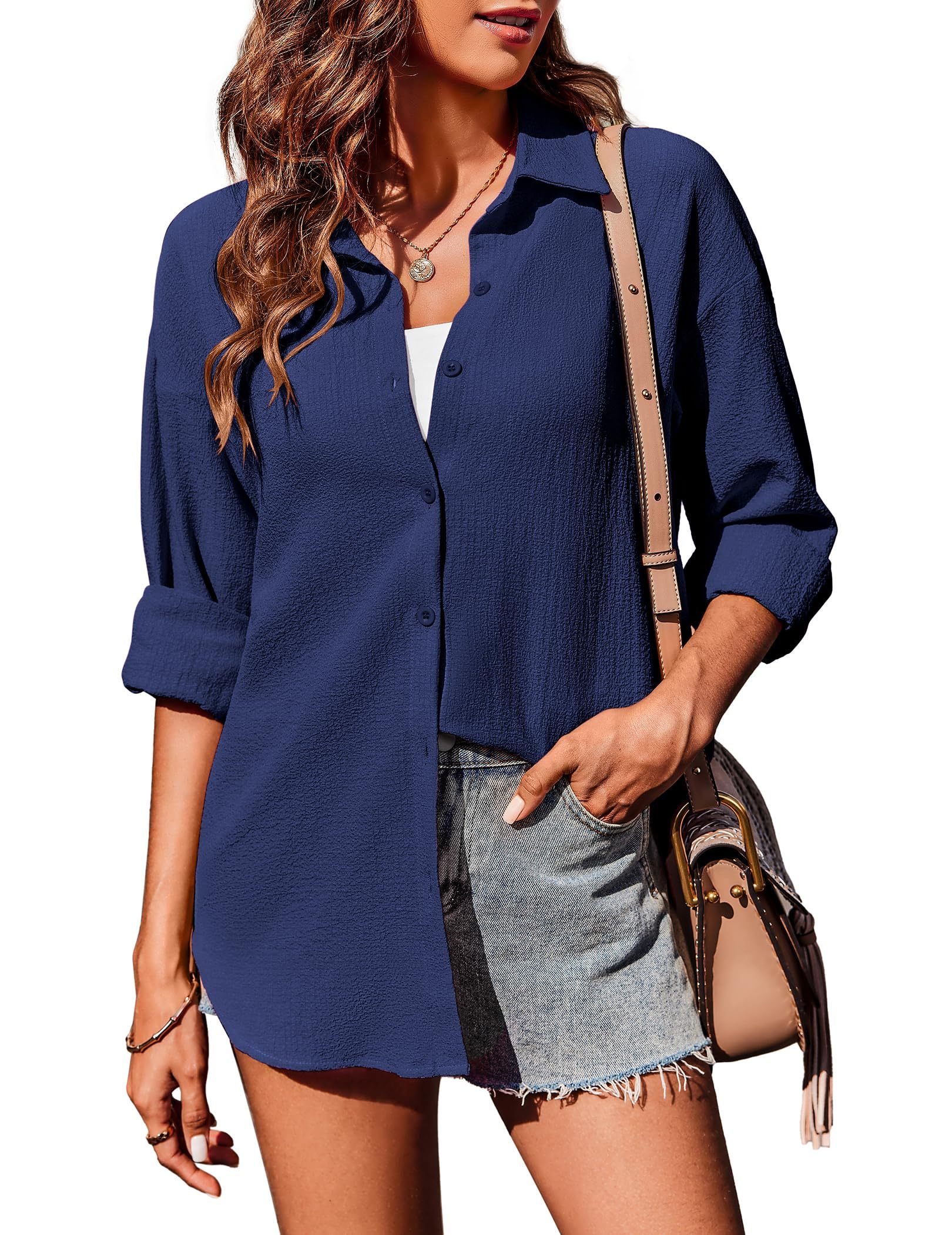 Zeagoo Long Sleeve Blouses Casual Tops-tidenox