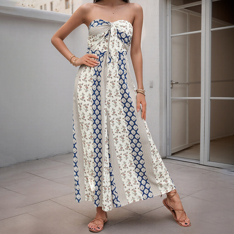 beachsissi Fashion Bandeau Printed Casual Jumpsuit