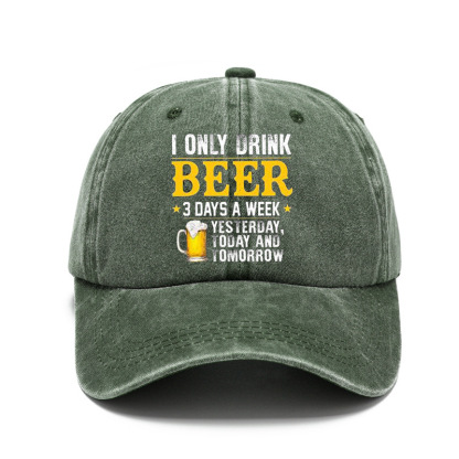 Cross-Border Washing Baseball Cap Printed Retro Old Baseball Cap European And American Dad Cap Men Amazon Baseball Cap