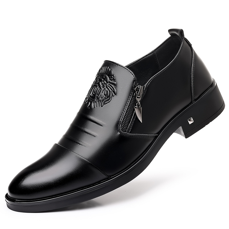Italian Hand-embossed Zipper Leather Short Boots