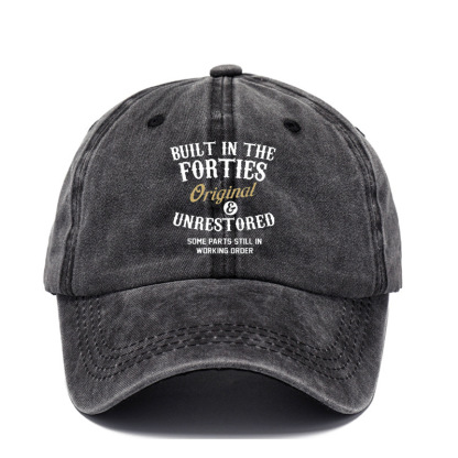 Cross-Border Washing Baseball Cap Printed Retro Old Baseball Cap European And American Dad Cap Men Amazon Baseball Cap