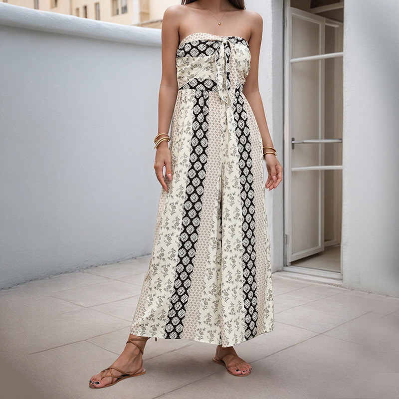 beachsissi Fashion Bandeau Printed Casual Jumpsuit