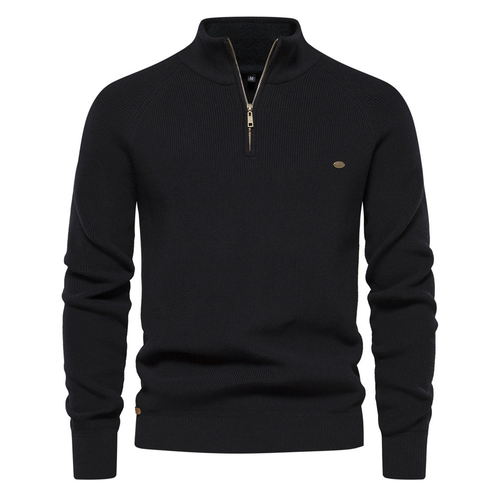 Men's Fashionable Simple Half Turtleneck Solid Color Top-tidenox