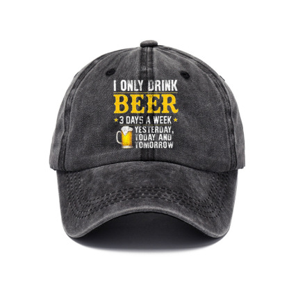 Cross-Border Washing Baseball Cap Printed Retro Old Baseball Cap European And American Dad Cap Men Amazon Baseball Cap