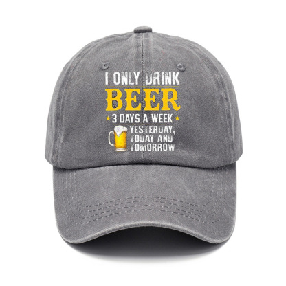 Cross-Border Washing Baseball Cap Printed Retro Old Baseball Cap European And American Dad Cap Men Amazon Baseball Cap