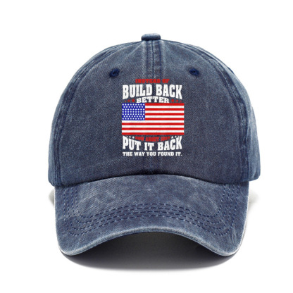 Cross-Border Washing Baseball Cap Printed Retro Old Baseball Cap European And American Dad Cap Men Amazon Baseball Cap