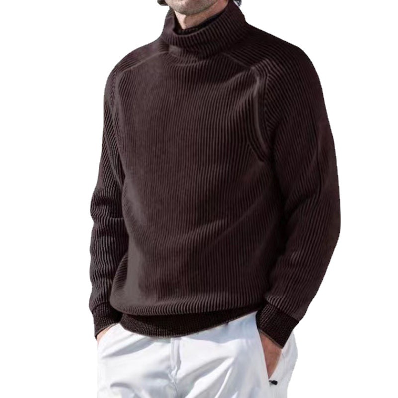 Men's Turtleneck High Neck Sweater Long Sleeve Knitted Pullovers Warm Sweatshirt-tidenox