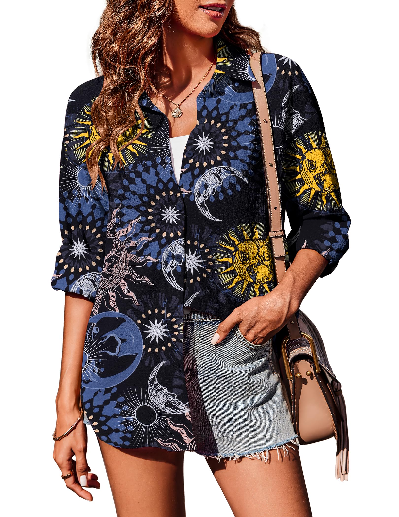 Zeagoo Long Sleeve Blouses Casual Tops-tidenox