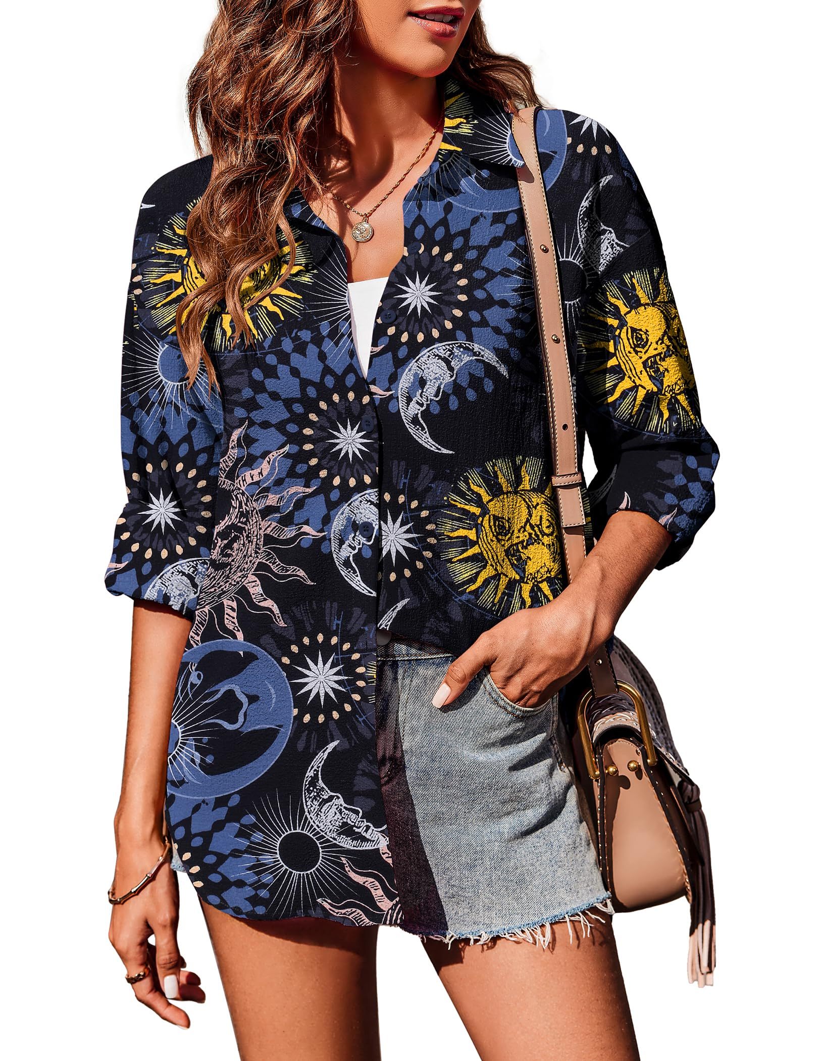 Zeagoo Long Sleeve Blouses Casual Tops-tidenox