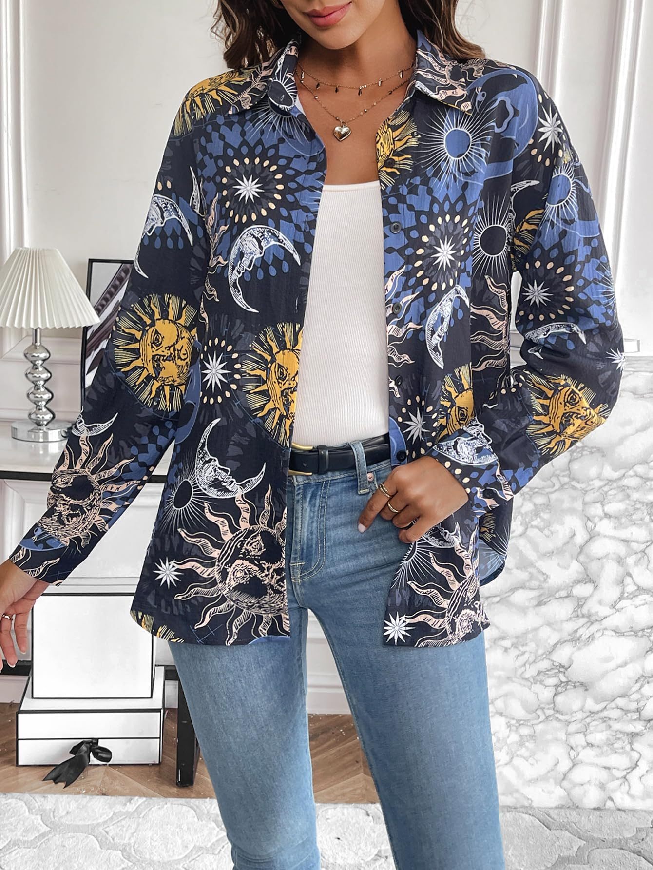 Zeagoo Long Sleeve Blouses Casual Tops-tidenox