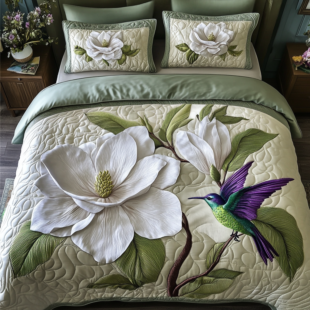 Pure Magnolia 3-Piece Quilted Bedding Set NCU0VH2794