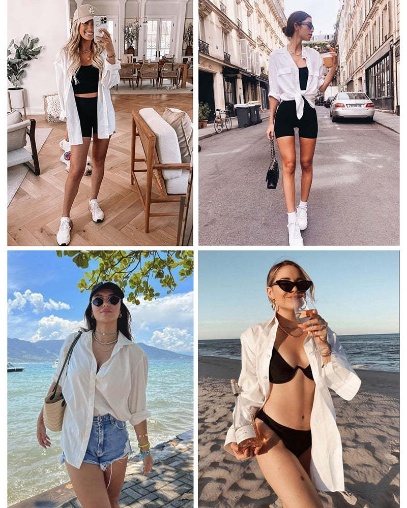 3/4 Sleeve Shirts Button Down Beach Cover Up - Zeagoo (Us Only)-tidenox